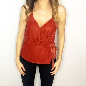 Express Velvet Wrap Cami in Rust
